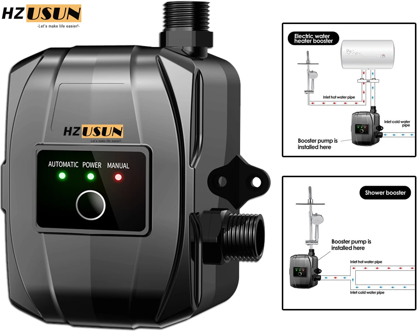 Imagem -03 - Impulsionador de Pressão Totalmente Automático Bomba de Recirculação de Água Mini Aquecedor Doméstico Chuveiro de Jardim Aspersor Banheiro 150w 24v