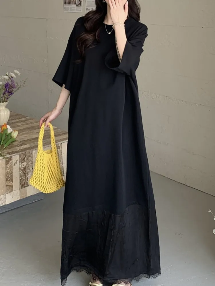 Plus Size Print Letter T Shirt Dress Women Round Neck Short Sleeve Woman Dress Elegant Vintage Loose Ladies Dresses Vestidos