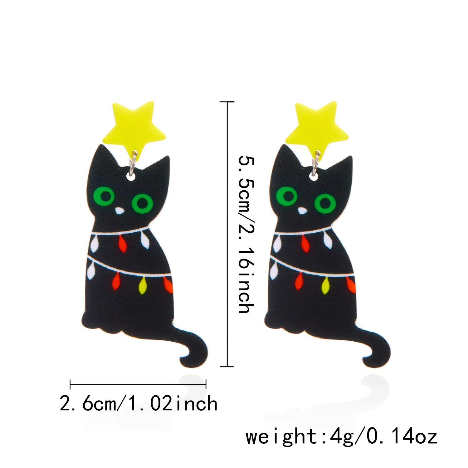 Acryl Grüne Weihnachtsbaum-Ohrhänger-Set für Frauen Niedliche Weihnachtsmann-Katzen-Lebkuchenmann-Ohrringe Party-Schmuck Geschenke – Detail 7
