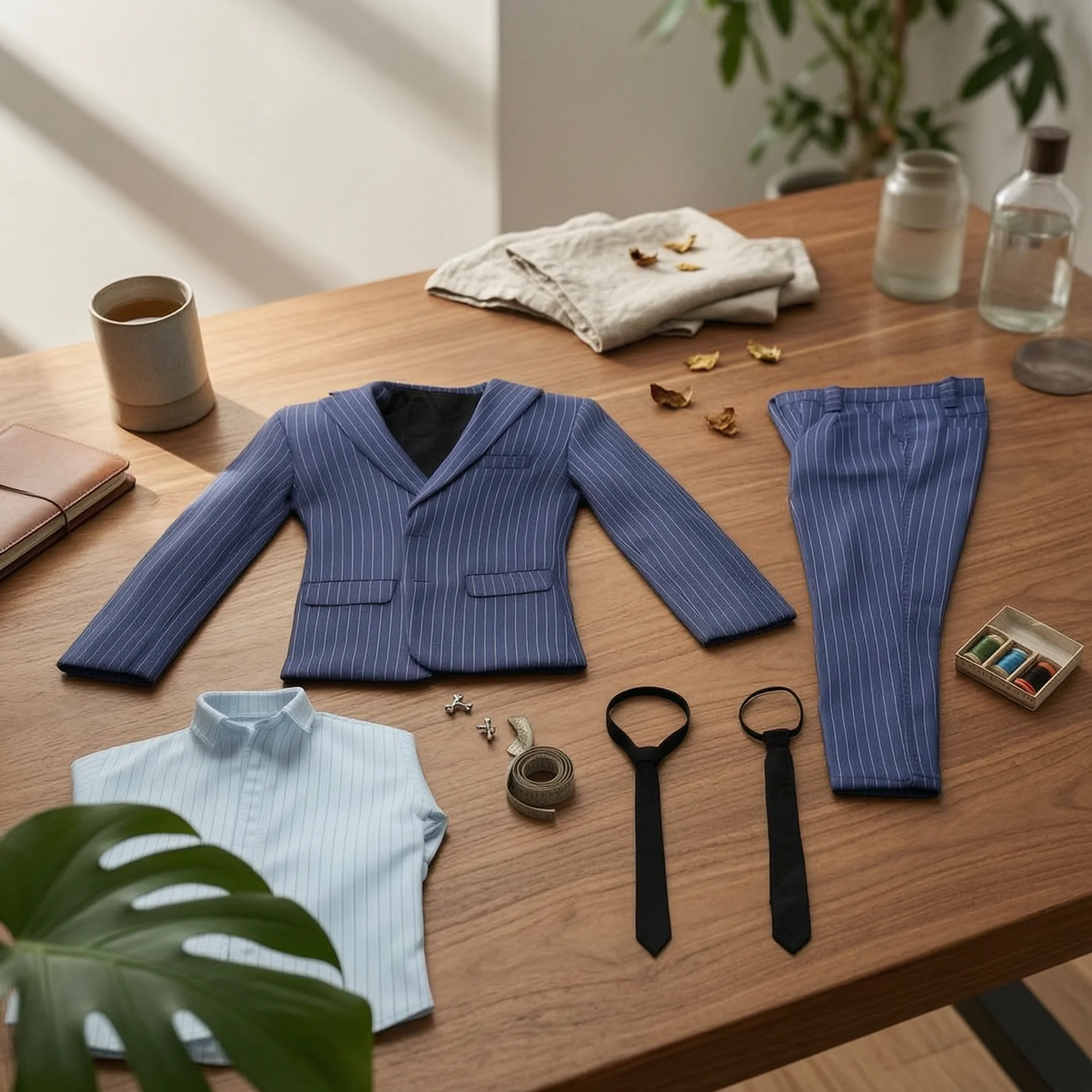 

Pinstriped Suit Set Fitted 1/6 Scale Suit Set 30 Cm Doll Outfit Collared 1/6 Scale Female Doll Outfit Button-Front