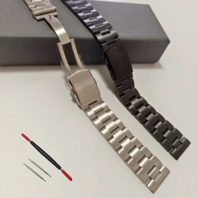 20mm 22mm Silver Black Stainess Steel Universal Straight End Oyster Watch Strap Band Fits for RLX SKX Watch Replacement Bracelet