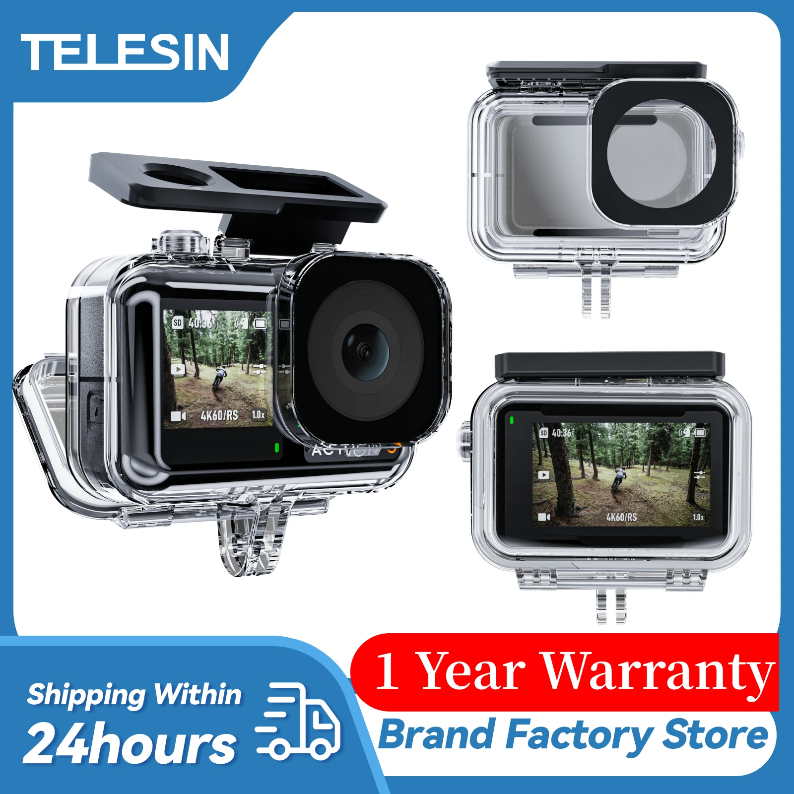 Telesin 45M Waterdichte Behuizing Voor Dji Action 4 Warmte Zinken Onderwater Case Hoge Sterkte Beschermer Cover Voor Actie 4