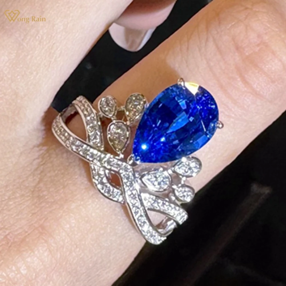 

Wong Rain стерлингового серебра 925 пробы грушевидной огранки 8*12 мм сапфир рубин высокоуглеродистые бриллианты драгоценные камни коктейльная вечеринка ​ ​ ​ ​ ​ ​ ​ Кольца Ювелирные Изделия