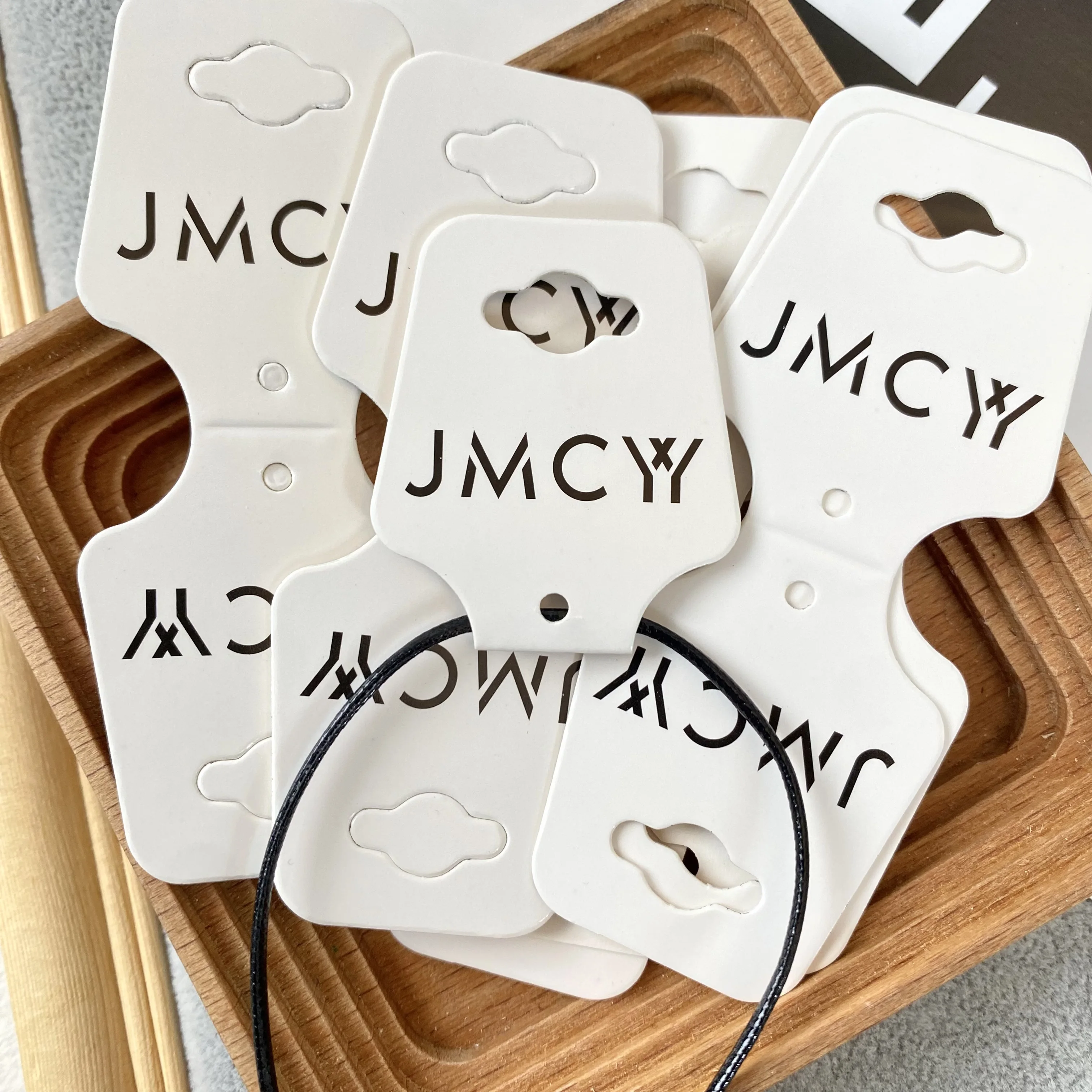 100 قطعة شعار العلامة التجارية المطبوعة مجوهرات مخصصة التعبئة بطاقة قلادة أقراط حامل عرض موقف شكرا لك بطاقات الأعمال بالجملة #6