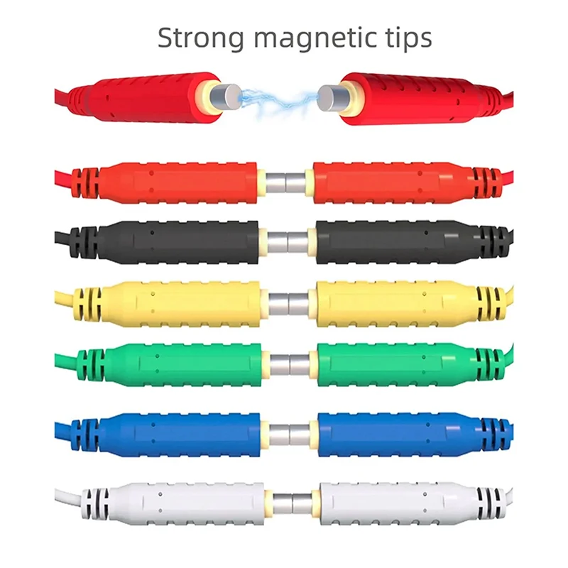 A44F-6PCS Magnetic Test Leads Silicone Soft Flexible Jumper Test Wires 30VAC 5A 3.3Ft T10005 Sensors Switches