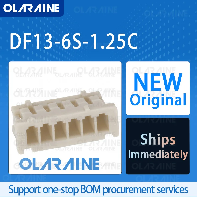 

50/200/500Pcs DF13-6S-1.25C 100% brand new and original IC chip Headers and wire housings Connector 6 Position 1 A