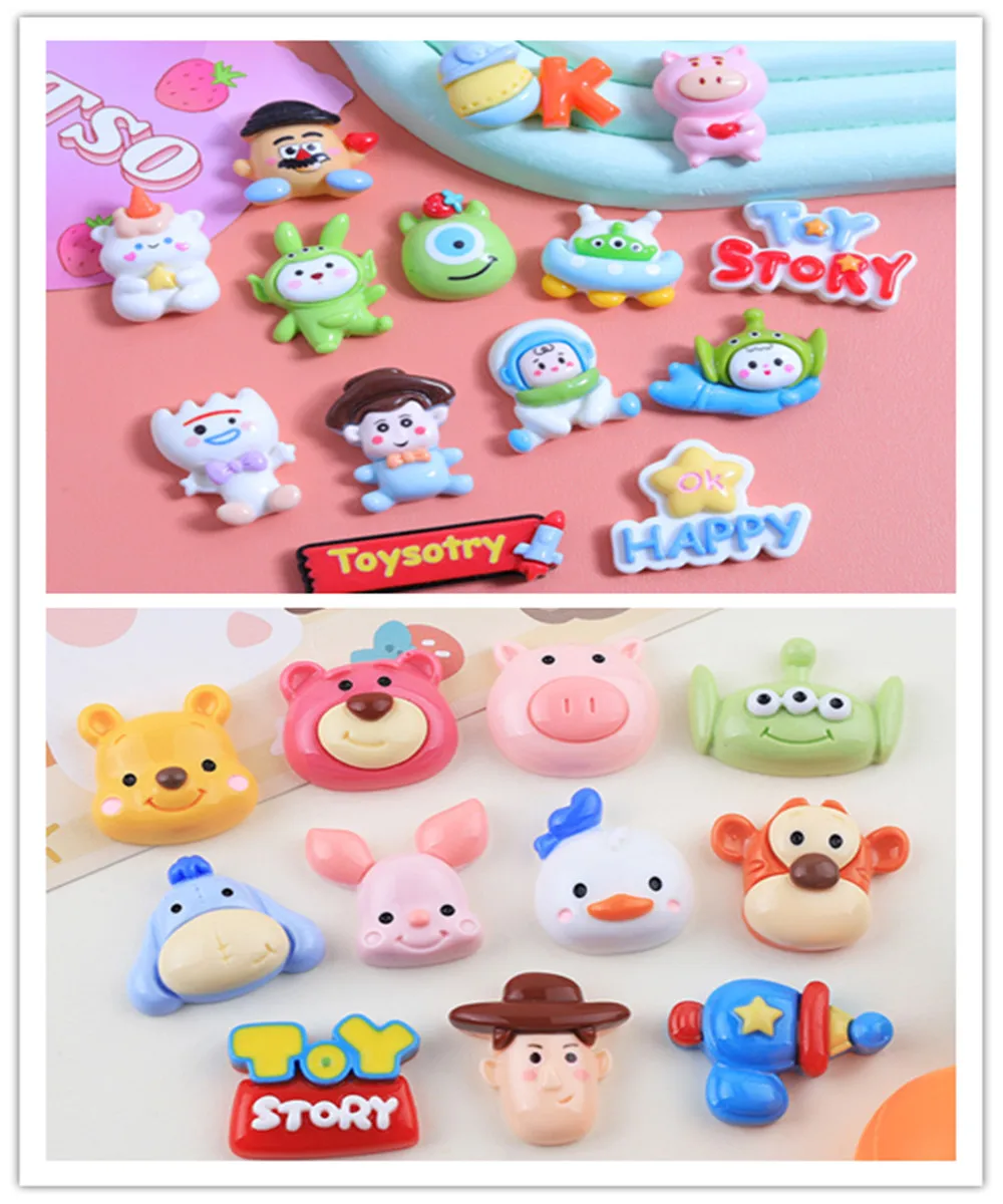 100pcs Kawaii Cartoon Toy Story Disney Resin Flatback Cabochon DIY Crafts Scrapbooking Decorative Accessories