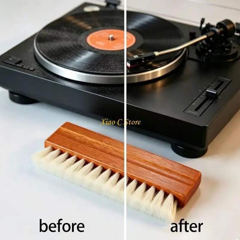 Y1AE Record Cleaning Brush with Soft Dense Brush Fibers, Handle Block, Single Brush for Dry Dust Removal and Routine Record
