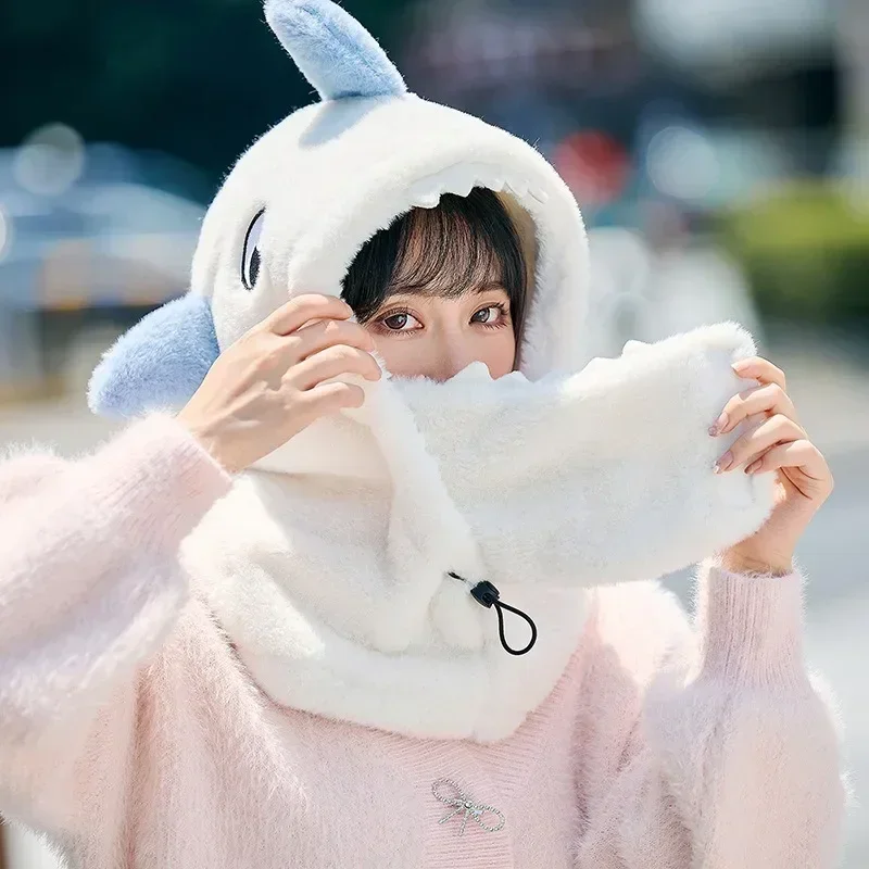 Cartoon Shark Winter Warm Ski Helmet Cover Soft Fleece Comfortable Head Warmer Skiing Decorative Hat