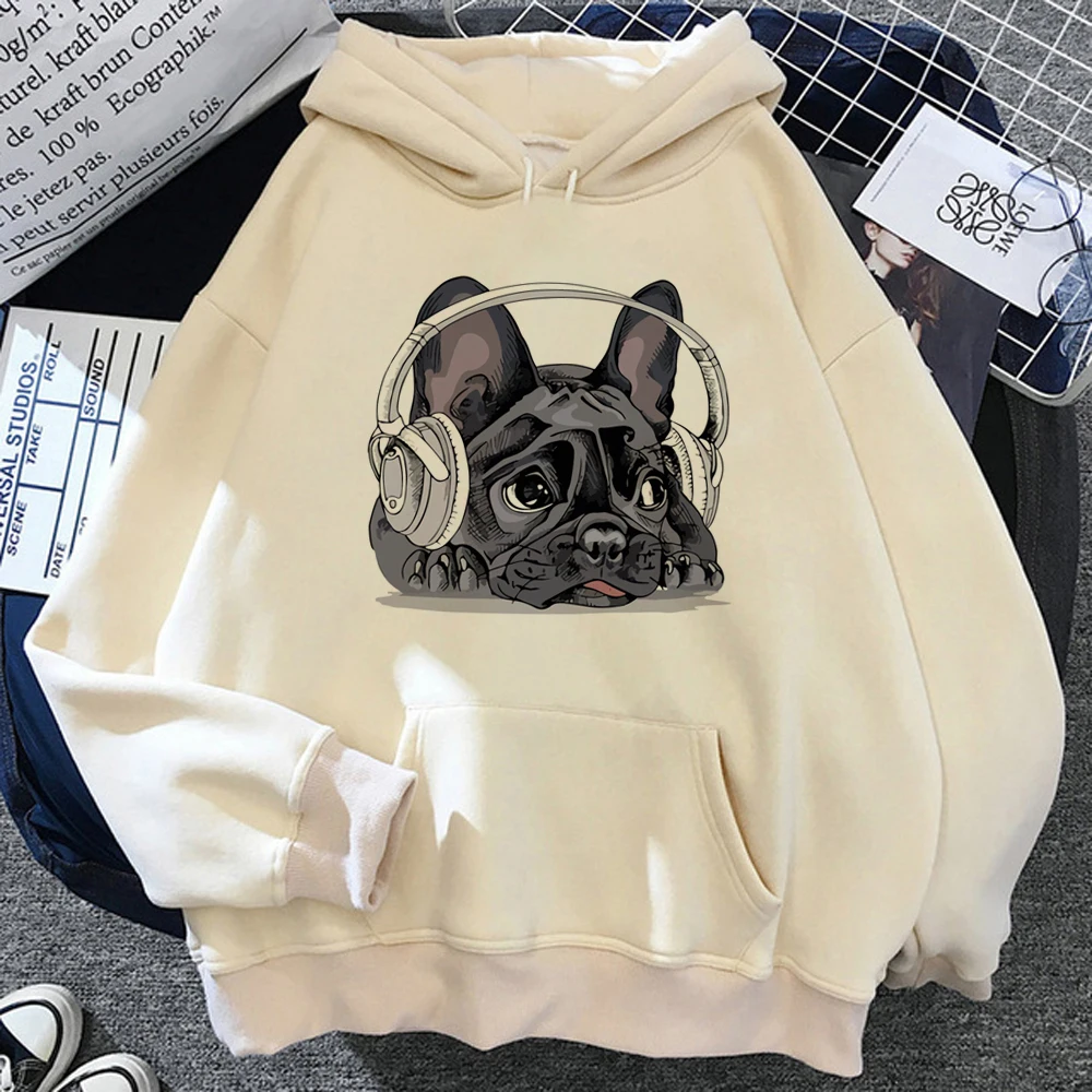 

French Bulldog hoodies women 90s long sleeve top hoddies pulls women streetwear clothes