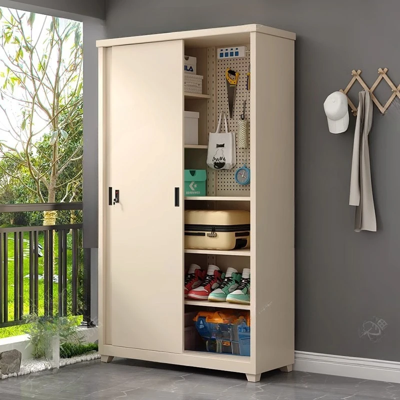 Outdoor Balcony Locker Sunscreen Waterproof Iron Cabinet Sundries Storage Cabinet Steel Locker Wardrobe Home Garden
