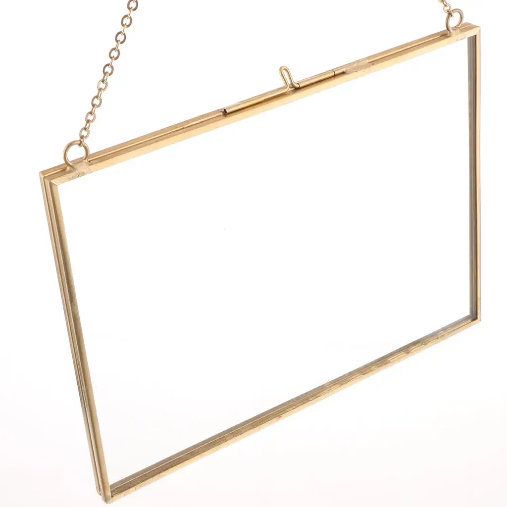 Decorative Double Sided Hanging Glass Frame Vintage Artwork Display Photo Frame for Home Wall Gallery and Office Decor