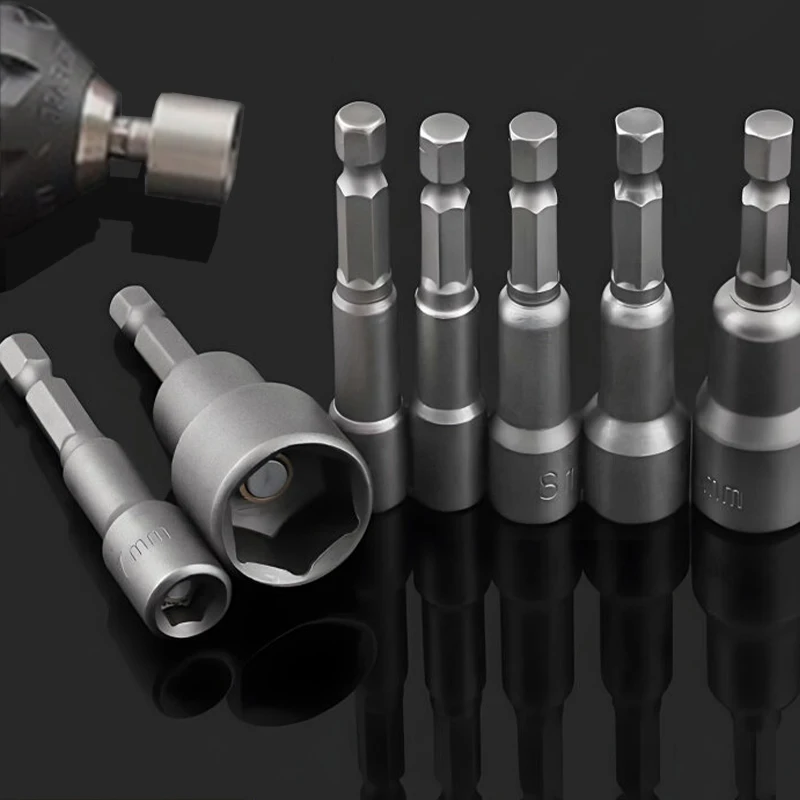 14-Piece Magnetic Impact Socket Set with Hex Bits - CR-V Chrome Vanadium Steel Nut Driver Kit for Electric Drill, Screwdriver