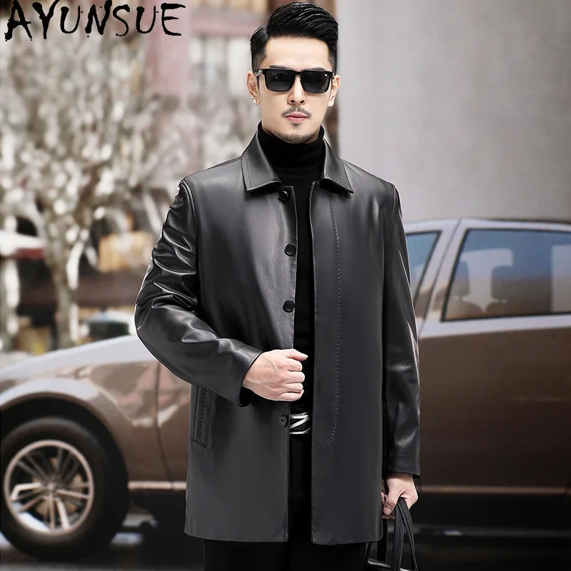 AYUNSUE New Genuine Leather Jacket Men Clothing Real Sheepskin Jackets for Men High Quality Men clothing Chamarras Para Hombre