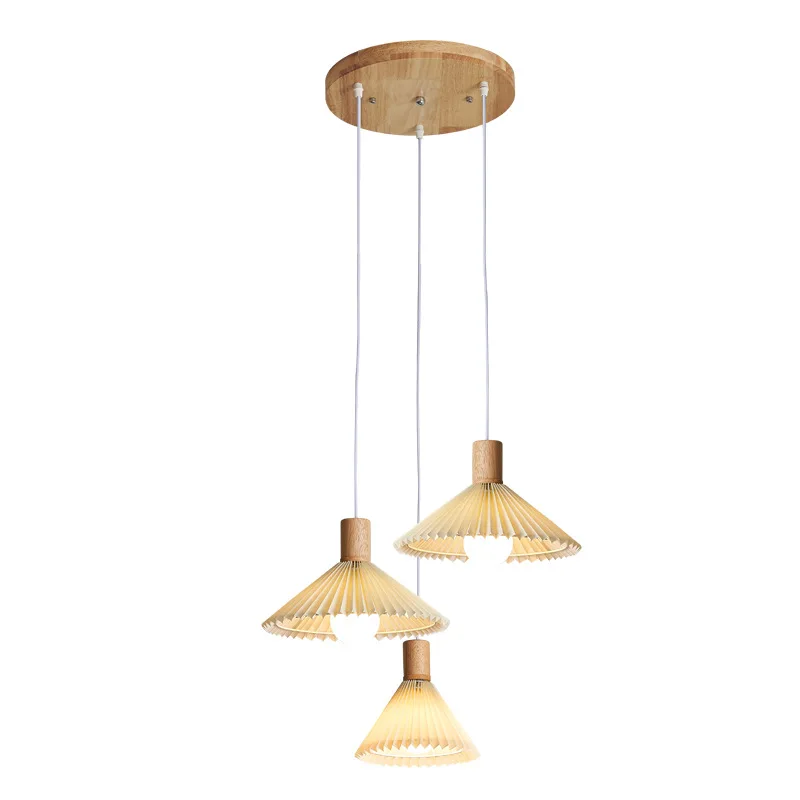 

Japanese-style log restaurant chandelier modern simple pleated dining table wabi-sabi wind