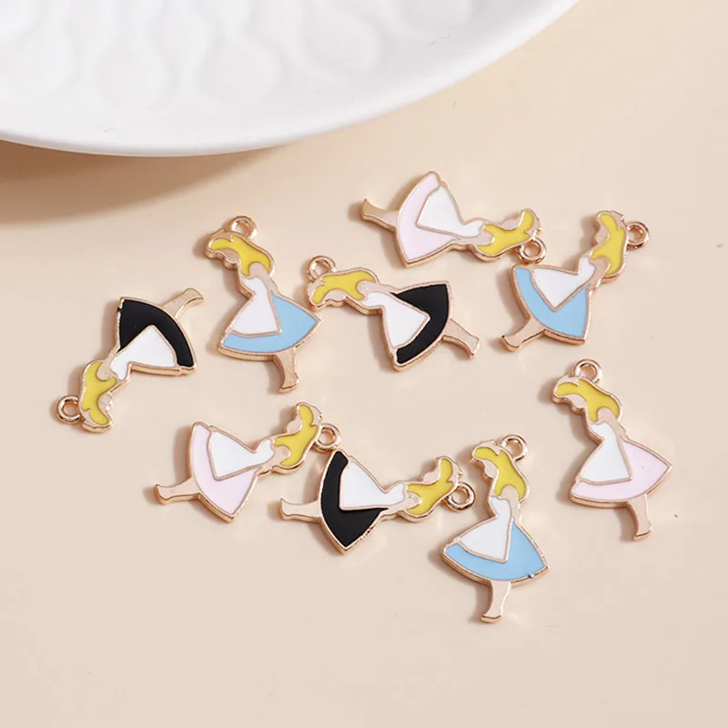 10pcs Cute Cartoon Girls Princess Charms for Making Earring Necklace Keychain Pendant DIY Fashion Jewelry Accessories