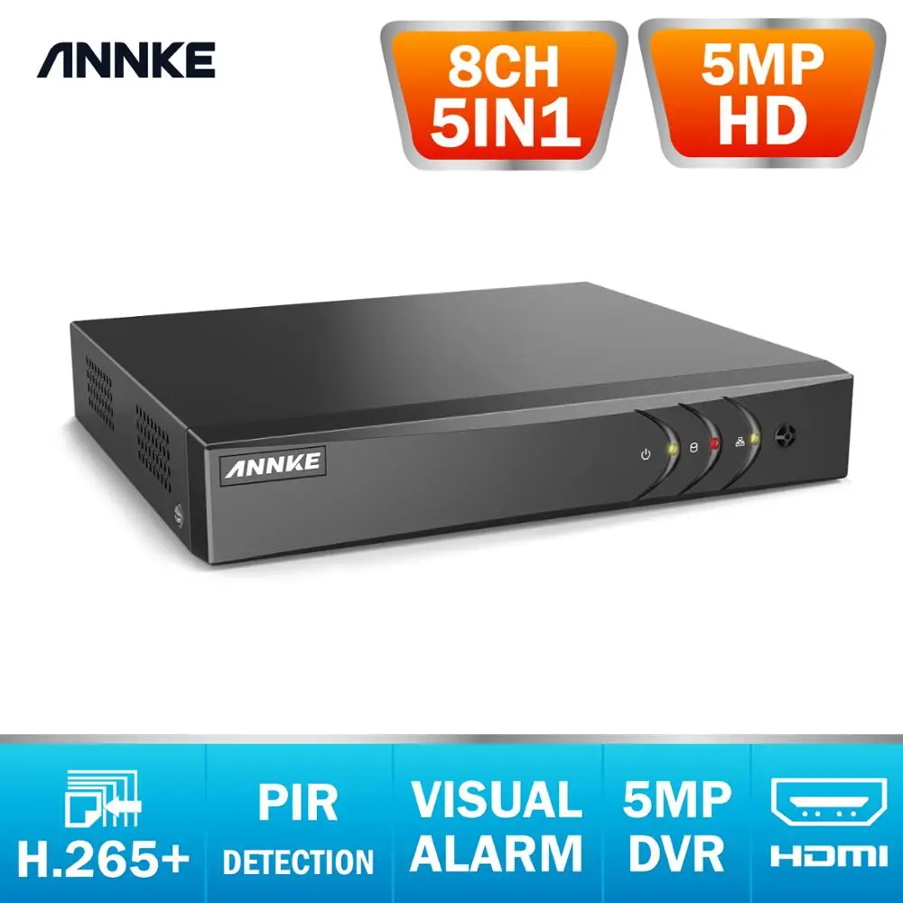 

ANNKE 16CH 5MP Lite 5in1 AHD DVR support CVBS TVI AHD Analog IP Cameras HD P2P Cloud H.264 VGA video recorder RS485 Audio