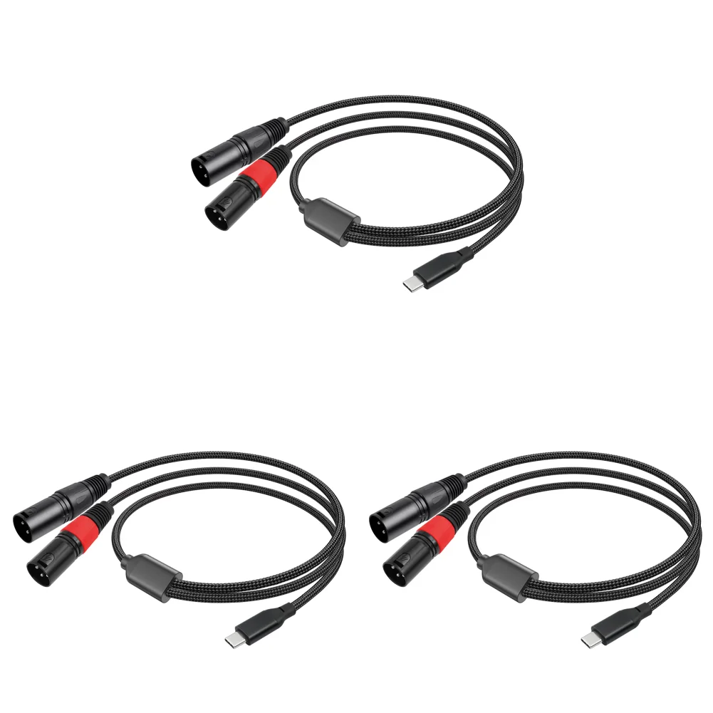 

Кабель USB-C на два XLR 3-контактных разъема, плетеный, Type-C на XLR, стерео, с выходом на XLR-штекер (1м)