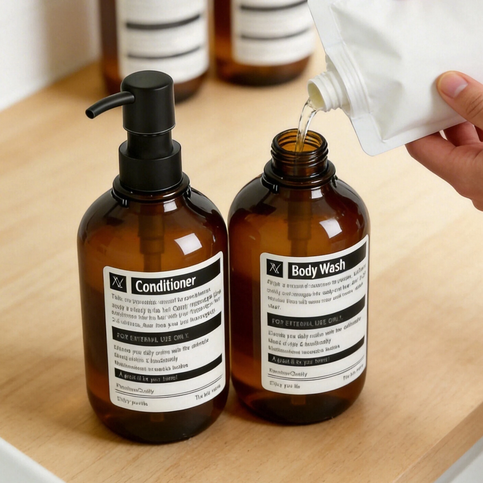 Wall Mount Shower Soap Dispenser, Refillable Shampoo Conditioner Body Wash Bottle with Wall Holder, No Drill Bathroom Containers view 6