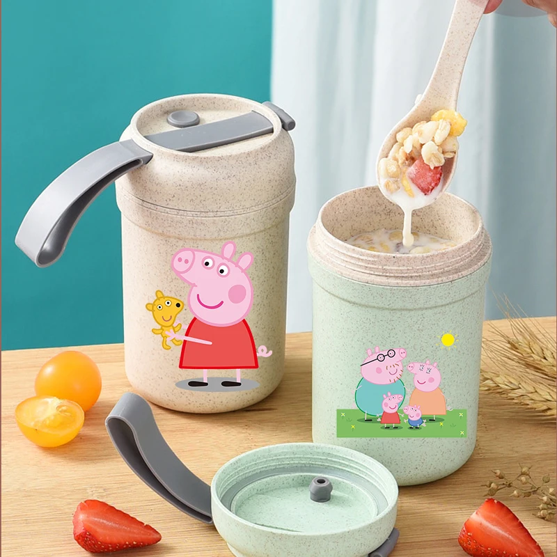 

Портативная кружка для завтрака Peppa Pig для девочек и мальчиков, многофункциональная бутылка для воды, овсянки, орехов, йогурта, снеков, супов, подарок для дома