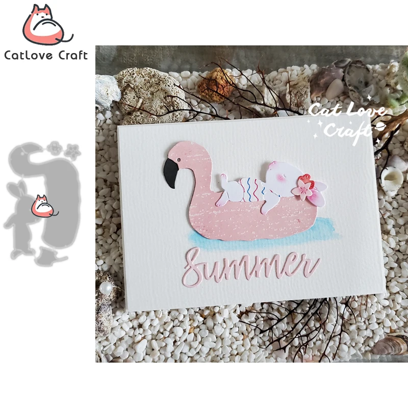 Catlove Flamingo swim ring Rabbit Summer Metal Cutting Dies Scrapbooking Stencil Die Cuts Card Making Craft Embossing New 2023