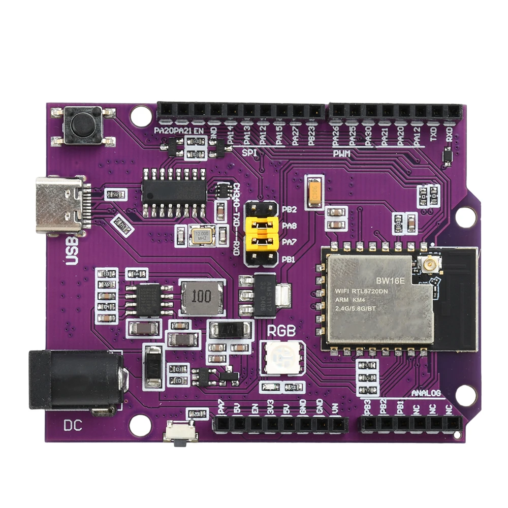 BW16 Development Board RTL8720DN Dual band Wi Fi+Bluetooth 5.0 Module USB TYPE-C Onboard PCB Antenna IPEX Antenna