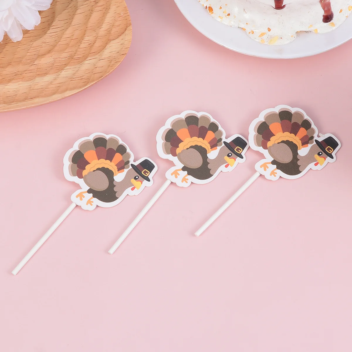 30 Pcs Party Cupcake Decor Turkey Toothpick Flag DIY Picks Thanksgiving