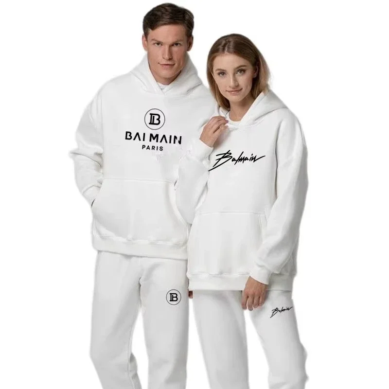 New Unisex Couple Sportswear Fashionable Printed Sweatshirt+sweatpants Two-piece Set Casual Sportswear Hooded Sweatshirt Set