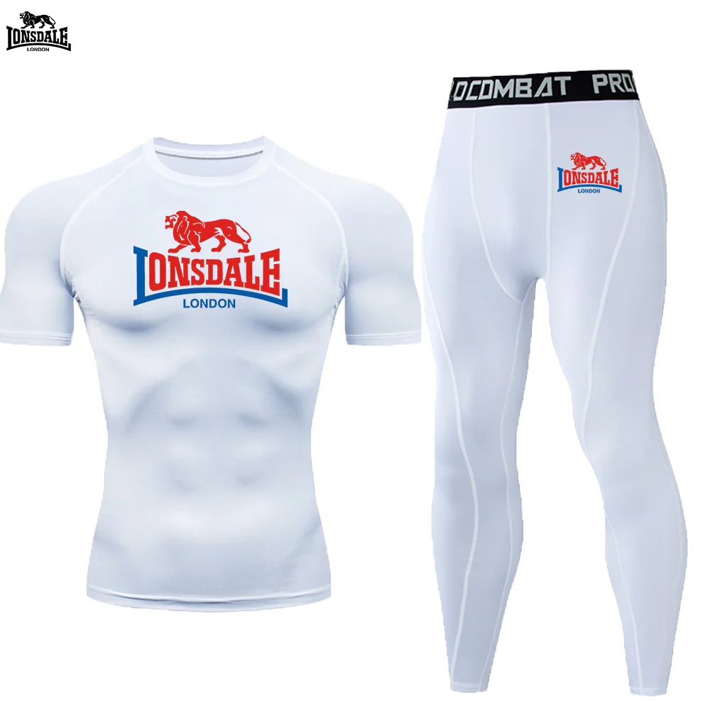 LONSDALE 2025 Новая мужская узкая рубашка, футболки для фитнеса, рубашка для бега, мужской комплект, нижнее белье для фитнеса, футбольный костюм + спортивные узкие брюки LONSDALE 2025 Новая мужская узкая рубашка, футболки для фитнеса, рубашка для бега, мужской комплект, нижнее белье для фитнеса, футбольный костюм + спортивные узкие брюки