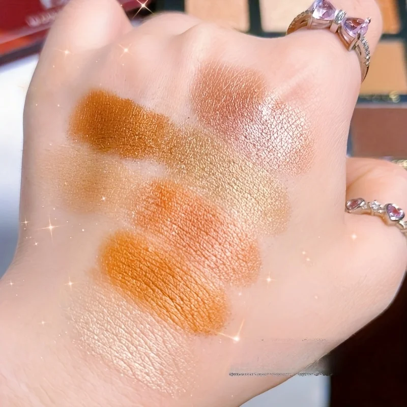 Set fard e evidenziatore Golden Sunshine a 16 colori - Tavolozza per trucco puro tono terra innocente per un aspetto naturale
