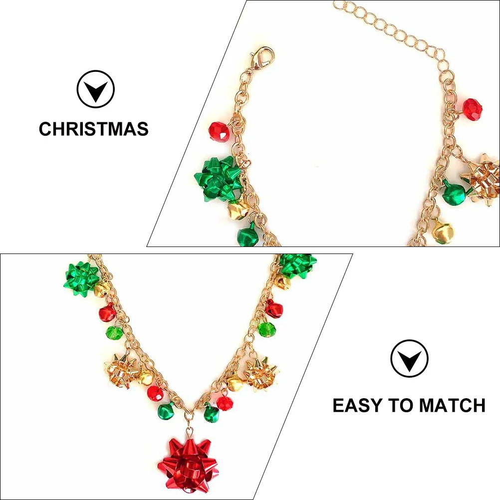 

1Set Christmas Necklace Earrings Set Flower Bell Pendant Jewelry Ornament for Party Christmas Gift Bell Decorated Necklace
