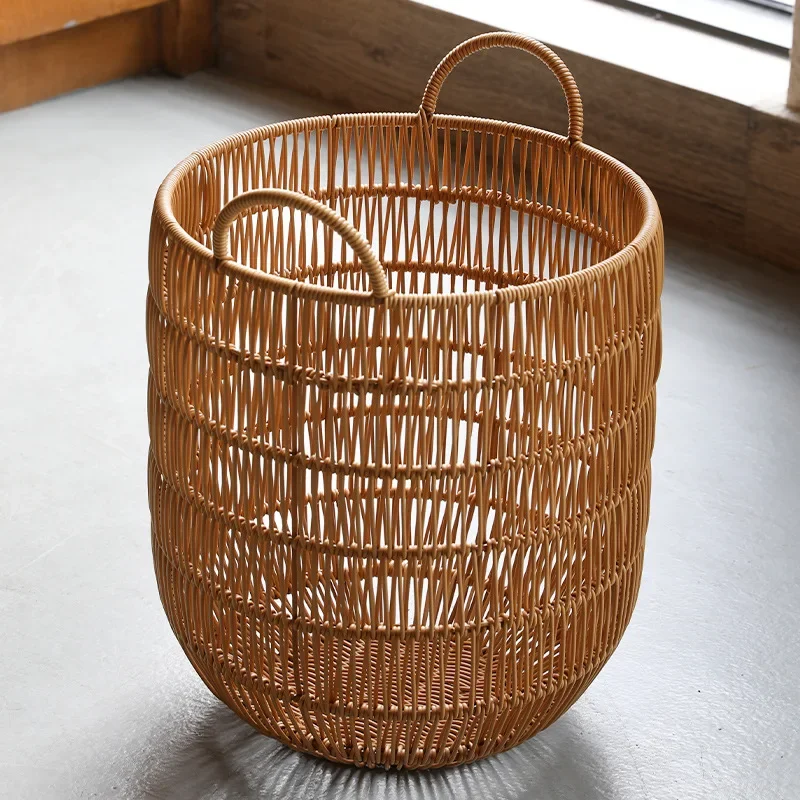 rattan woven waterproof dirty clothes basket, bathroom laundry basket, living room toy and miscellaneous storage basket, INS