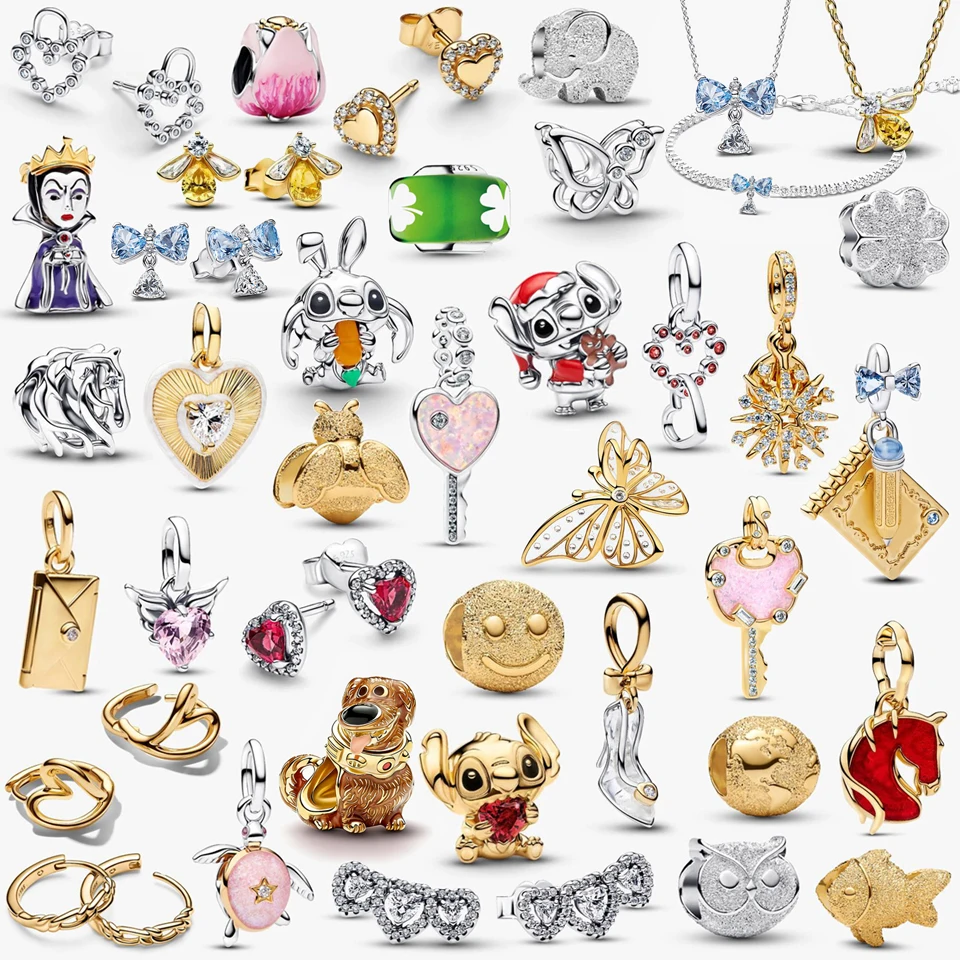 

2026 New 925 Silver Carrot Rabbit Butterfly Texture Ladybug Bead Double Color Dance Card Pendant Exquisite DIY Charm Jewelry