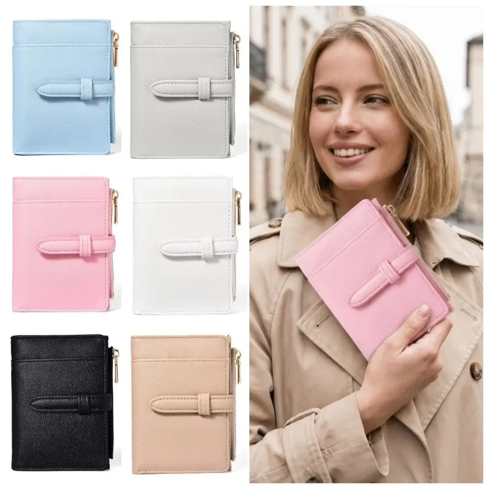 

Multifunctional PU Women's Wallet Multi-Cards Slot Waterproof Credit Cards Holder 2 Folds Solid Color Mini Coin Pocket Business