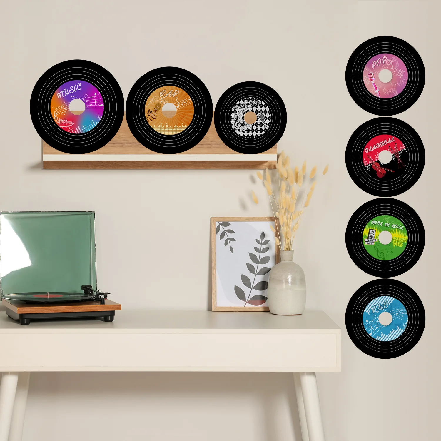 Velvet Touch PVC Vinyl Record Wall Sticker Waterproof Self-Adhesive for Living Room Bedroom Music Store Decor Removable DIY view 2