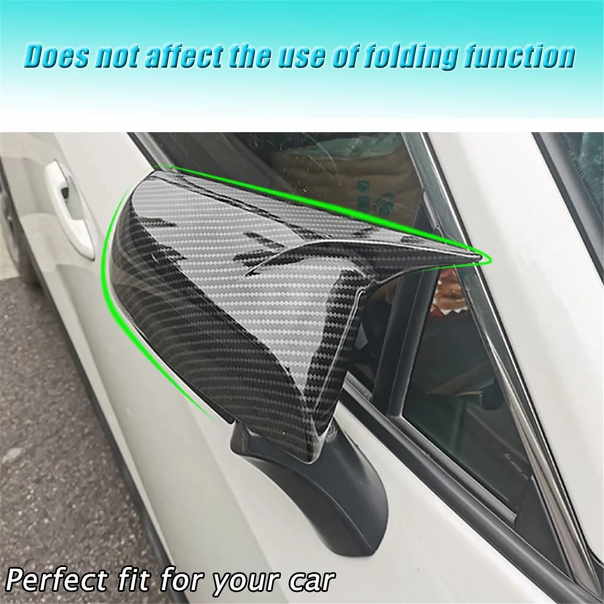 Guarda do espelho retrovisor lateral do carro, guarnição da tampa para Toyota RAV4 2019-2023, fibra de carbono, acessórios