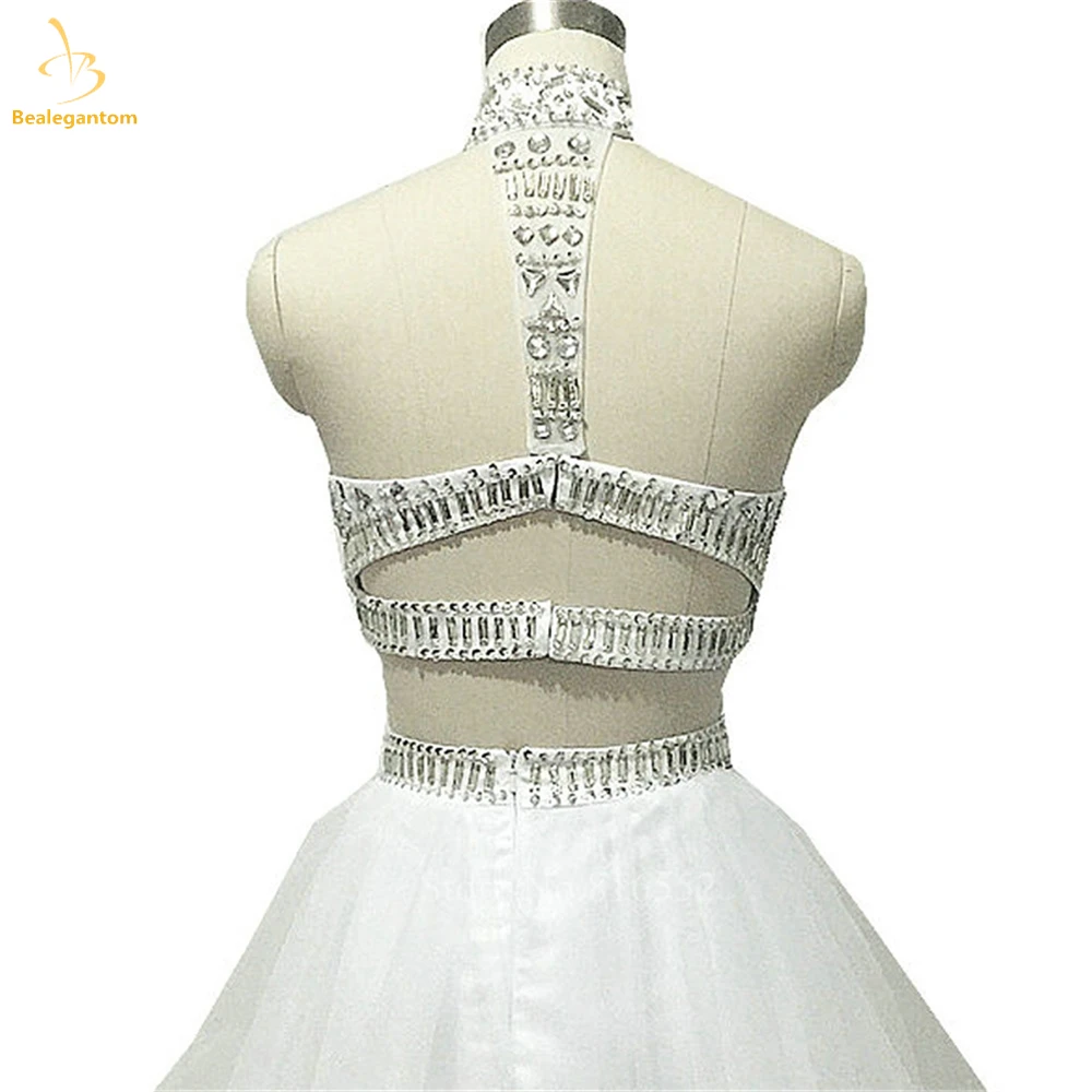 Bealegantom Due pezzi Halter Neck Abiti corti da ritorno a casa Perline Paillettes Prom Party Abito da cocktail Abiti De Graudation QA594