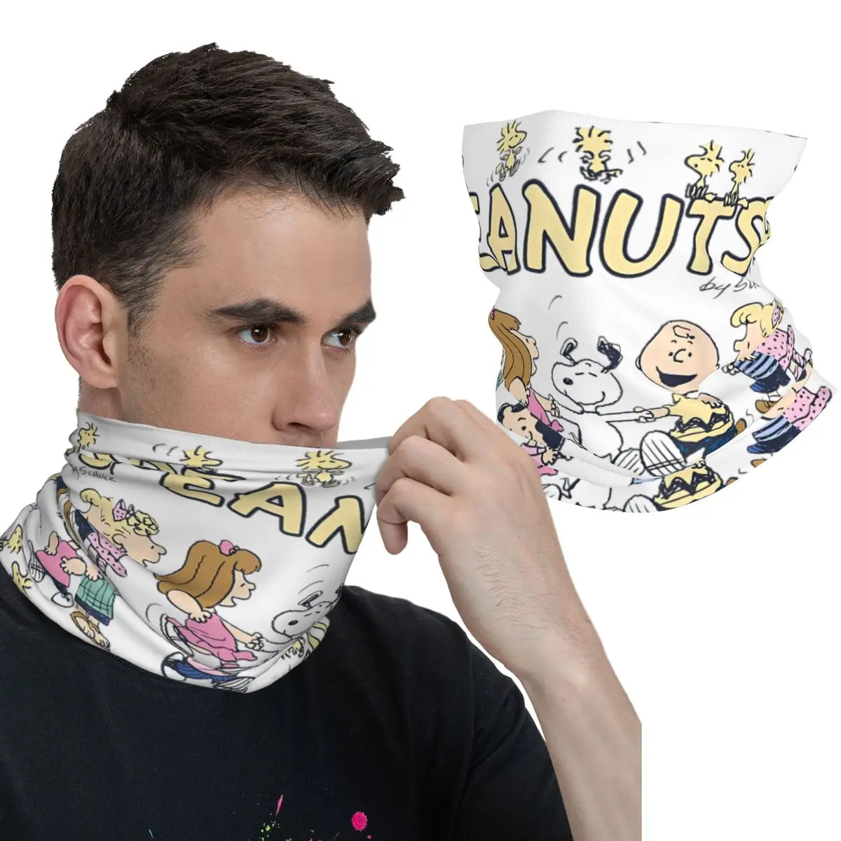 Peanuts Snoopy And Friends Dancing Bandana Trendy Cycling Mask Riding Fishing Sun Protection Balaclava Design Face Cover Mask