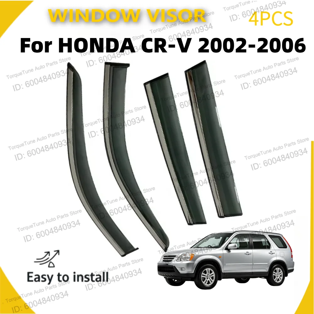Premium Unbreakable PC Car Window Deflectors for Honda CR-V 2002-2006 - Original Quality Side Visor, Rain Guard Set