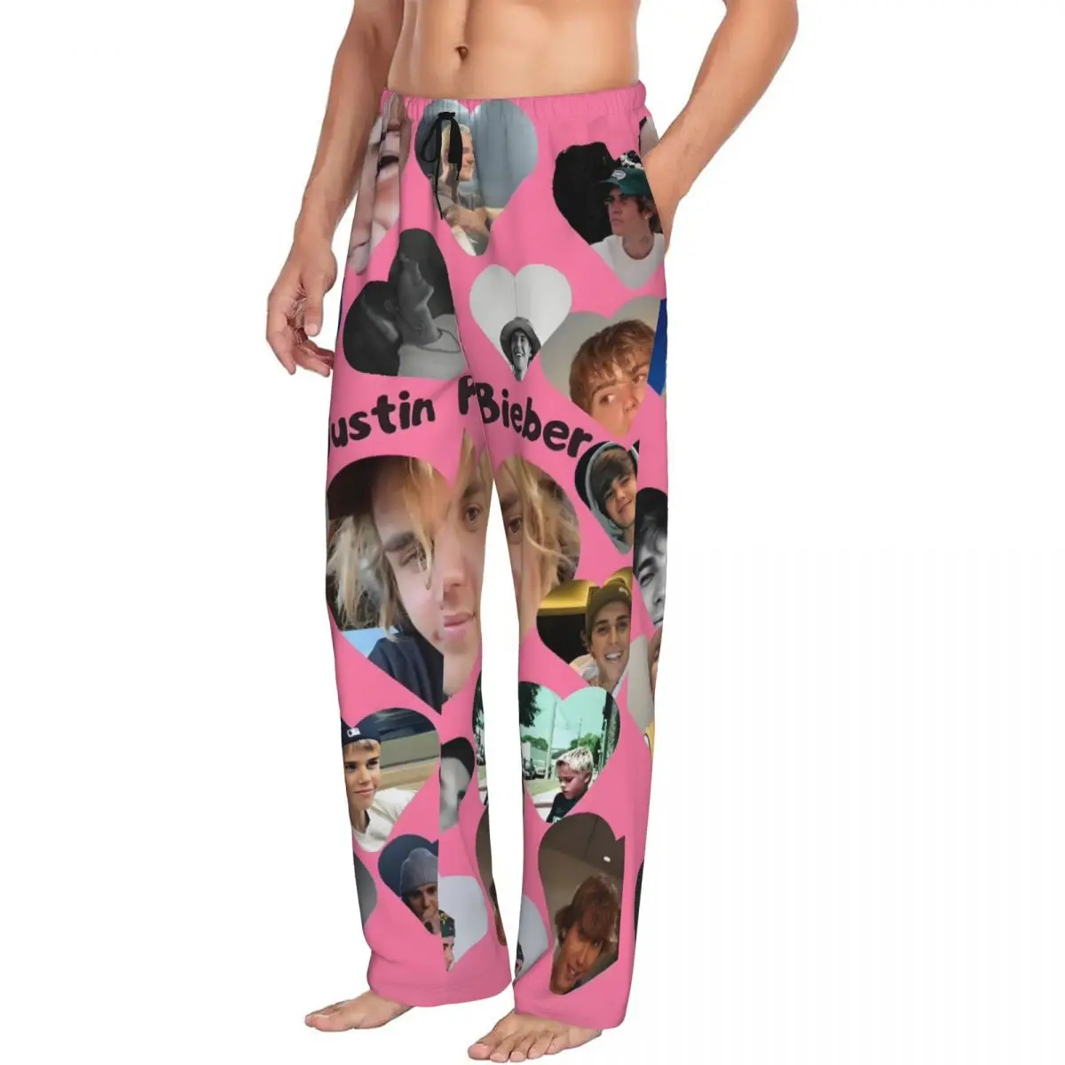 مخصص طباعة الرجال شعبية المغني جاستن بيبر JBiebs بنطلون بيجاما ملابس خاصة صالة النوم قيعان مع جيوب