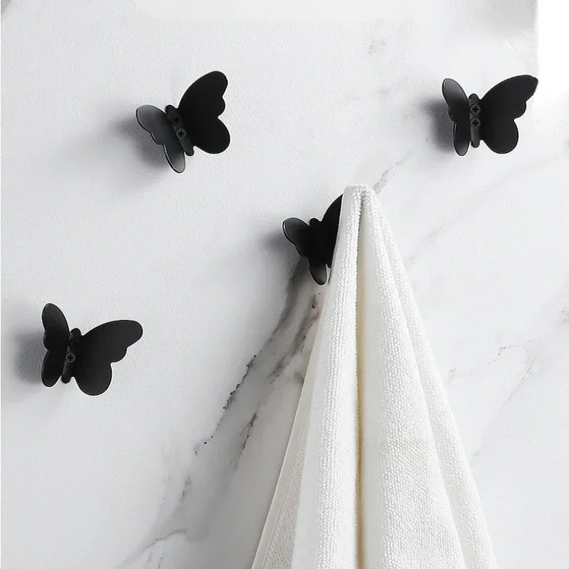 

Multi-purpose 4pcs Abstract Creative Butterfly Decorative Hooks Bedroom Bathroom Kitchen Storage Hook Set