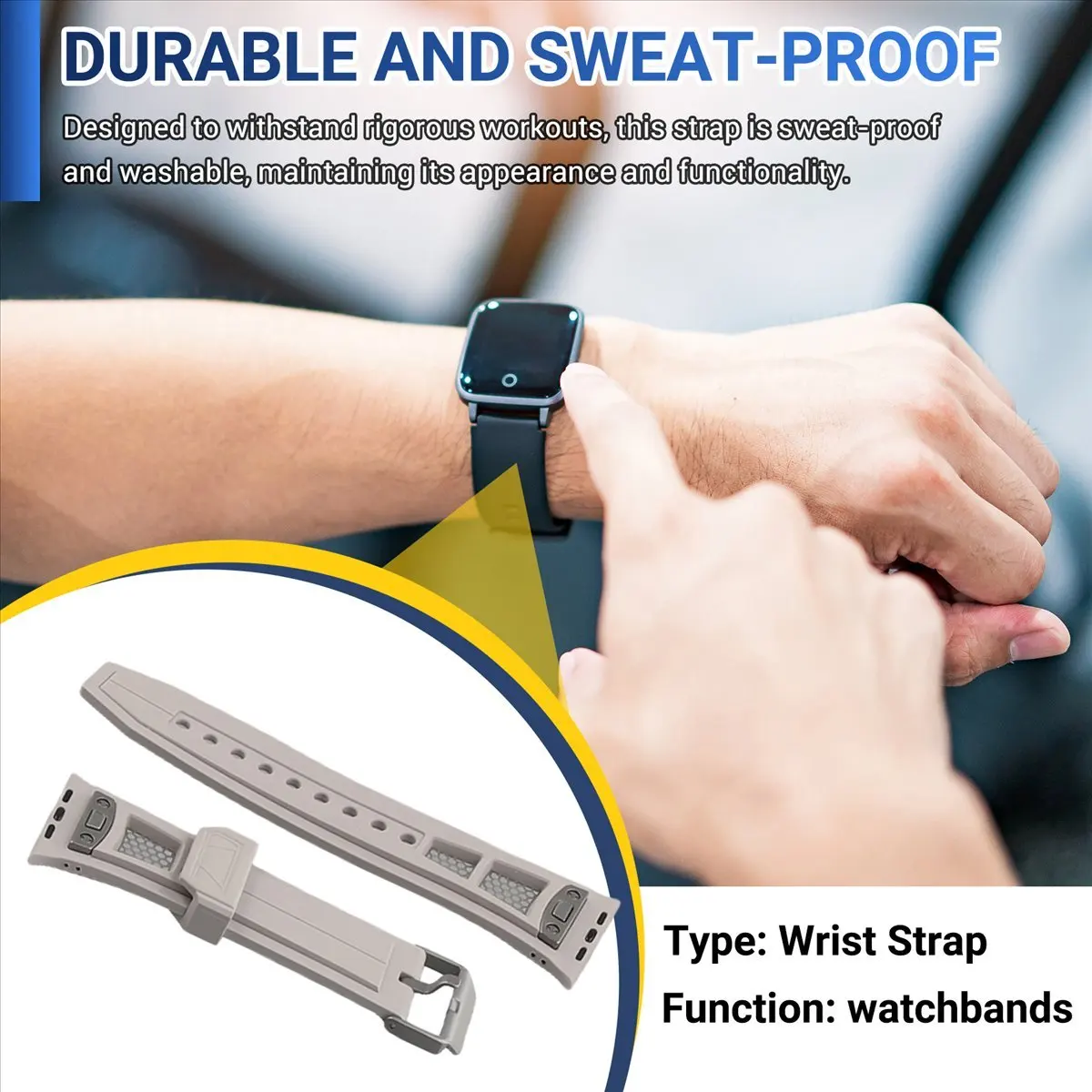 OK Strap for Apple Watch Band 49Mm Rubber Sport Bracelet Wristband Replacement Accessories White