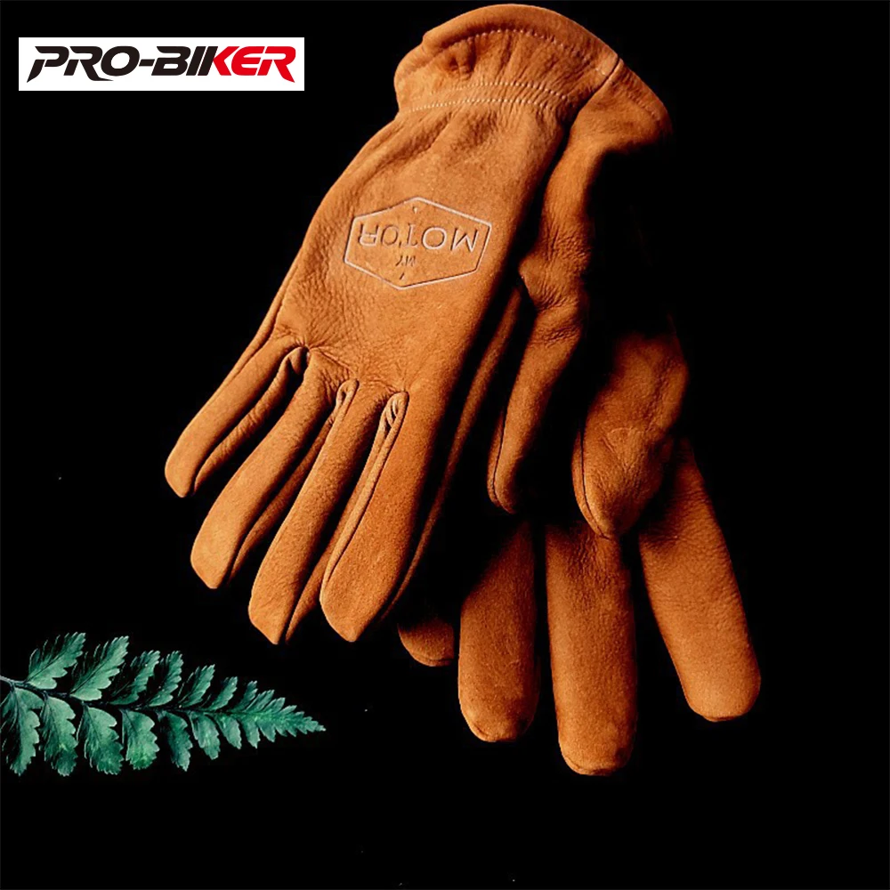 

Мотоциклетные перчатки в стиле ретро с матовым верхним слоем из воловьей кожи для мужчин и женщин, прочные и теплые походные перчатки для езды на мотоцикле