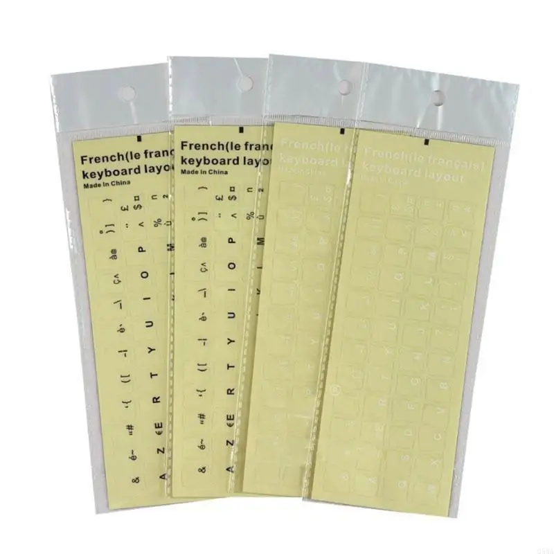 Q5WA 2PCS/SET คีย์บอร์ดสติกเกอร์ปุ่มตัวอักษรตัวอักษรทนทานสำหรับแล็ปท็อปฝรั่งเศส
