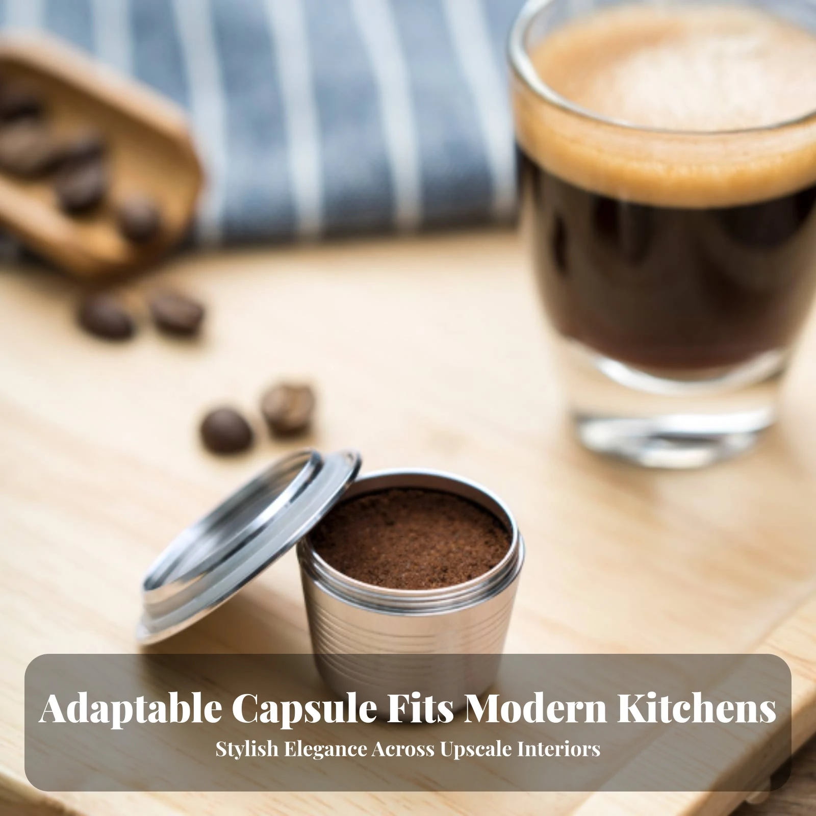2 Pieces Reusable Coffee Capsule with Tamper Food Grade Stainless Steel Coffee Capsule Eco-Friendly Compatible