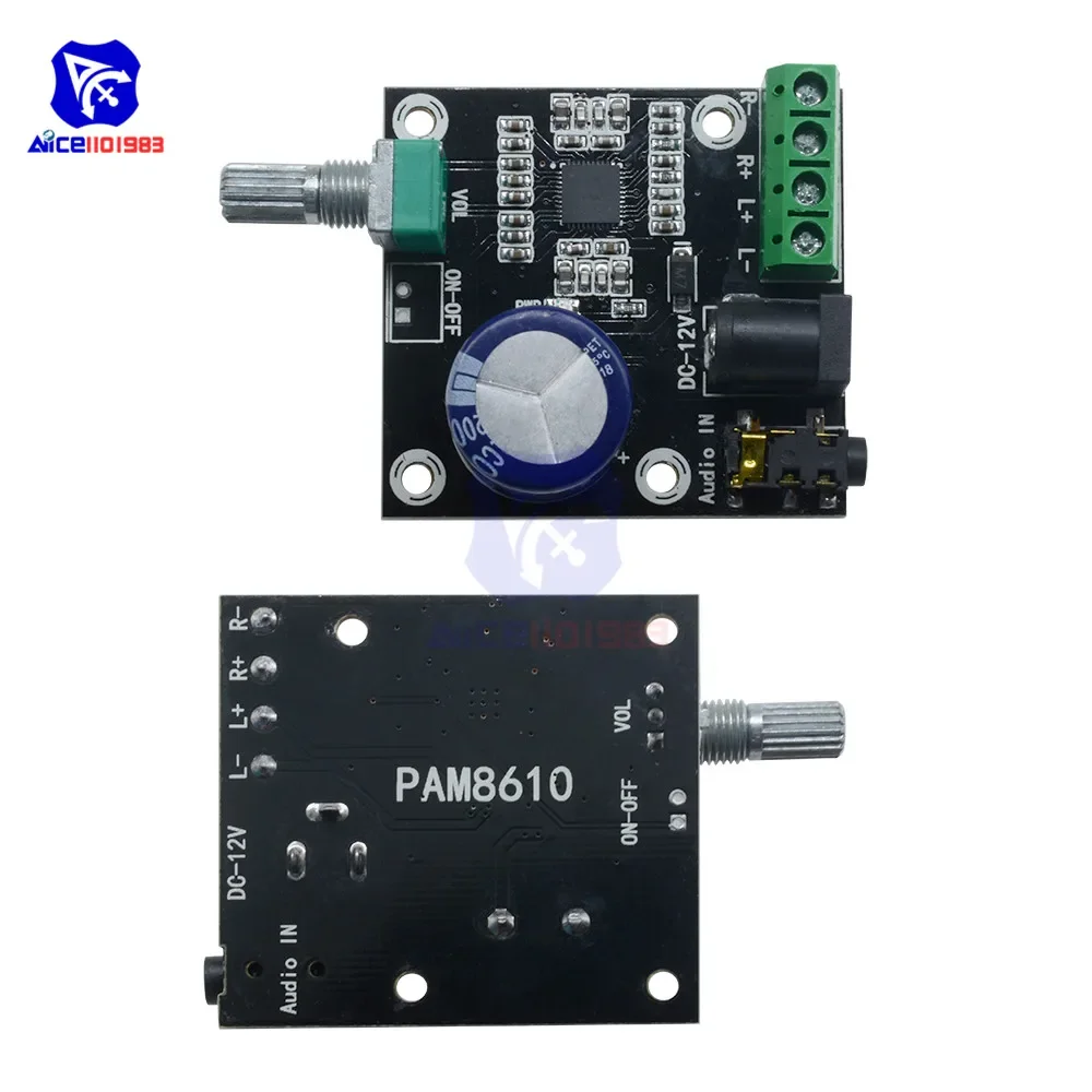 diymore XH-M120 PAM8610 Audio Stereo Amplifier Module 15W+15W Class D Digital 2 Channel DC Power Input Amplifier Board DC 12V