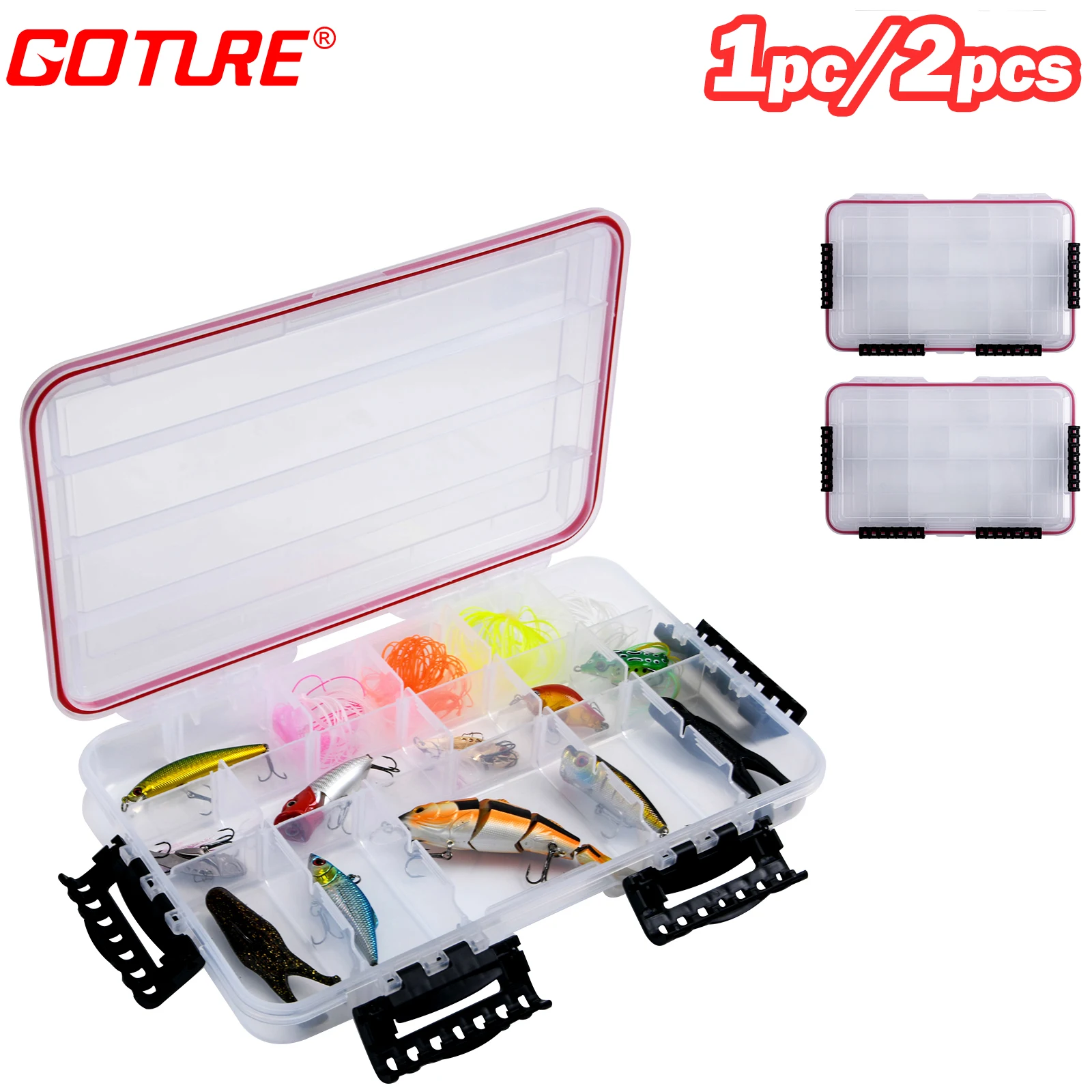 

Goture Waterproof Fishing Tackle Box Fishing Lure Bait Hooks Storage Box Clear Storage Organizer for Lures Hook