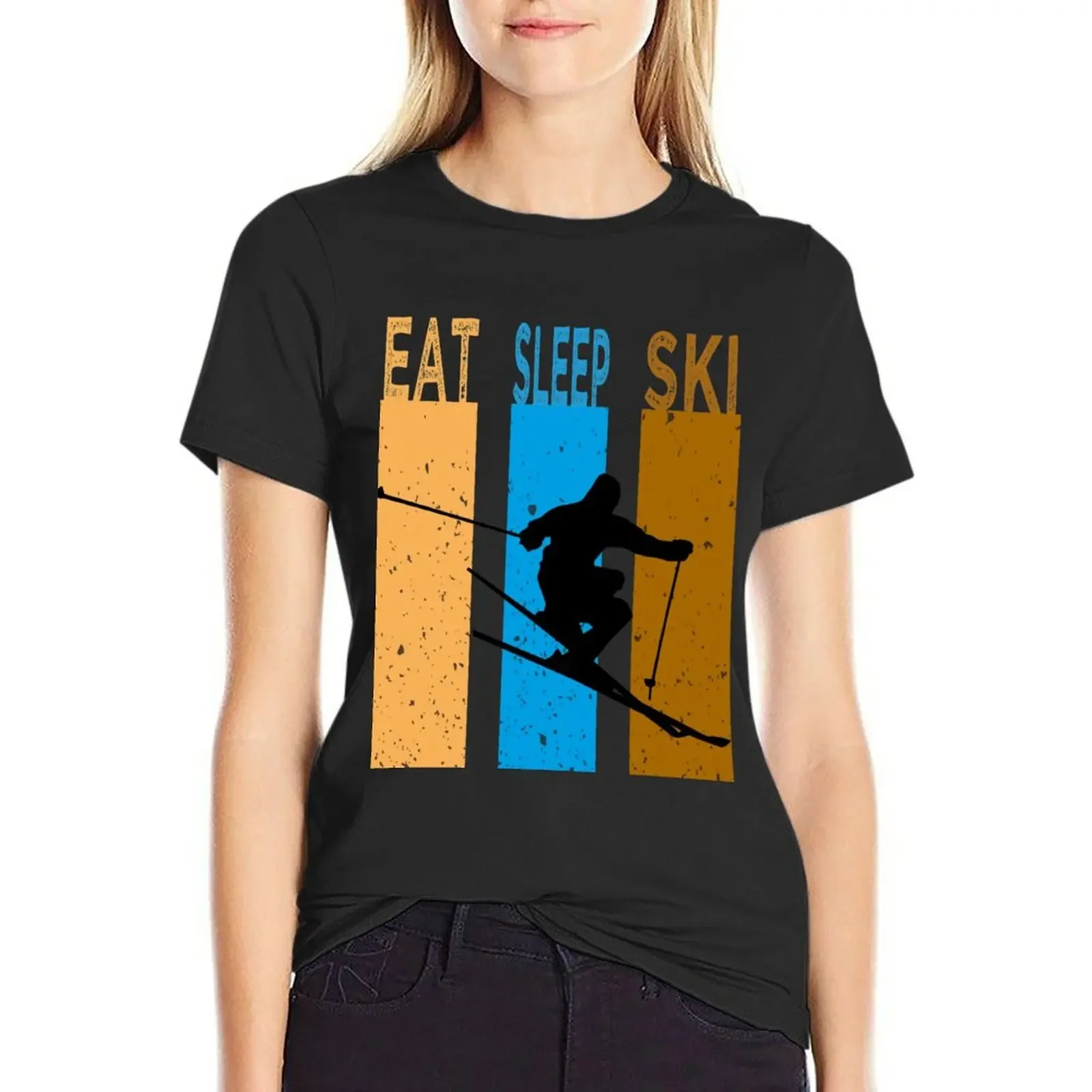 

Crossed ski Essential, Eat Sleep Ski T-Shirt customs vintage clothes korean fashion korean Women's clothes
