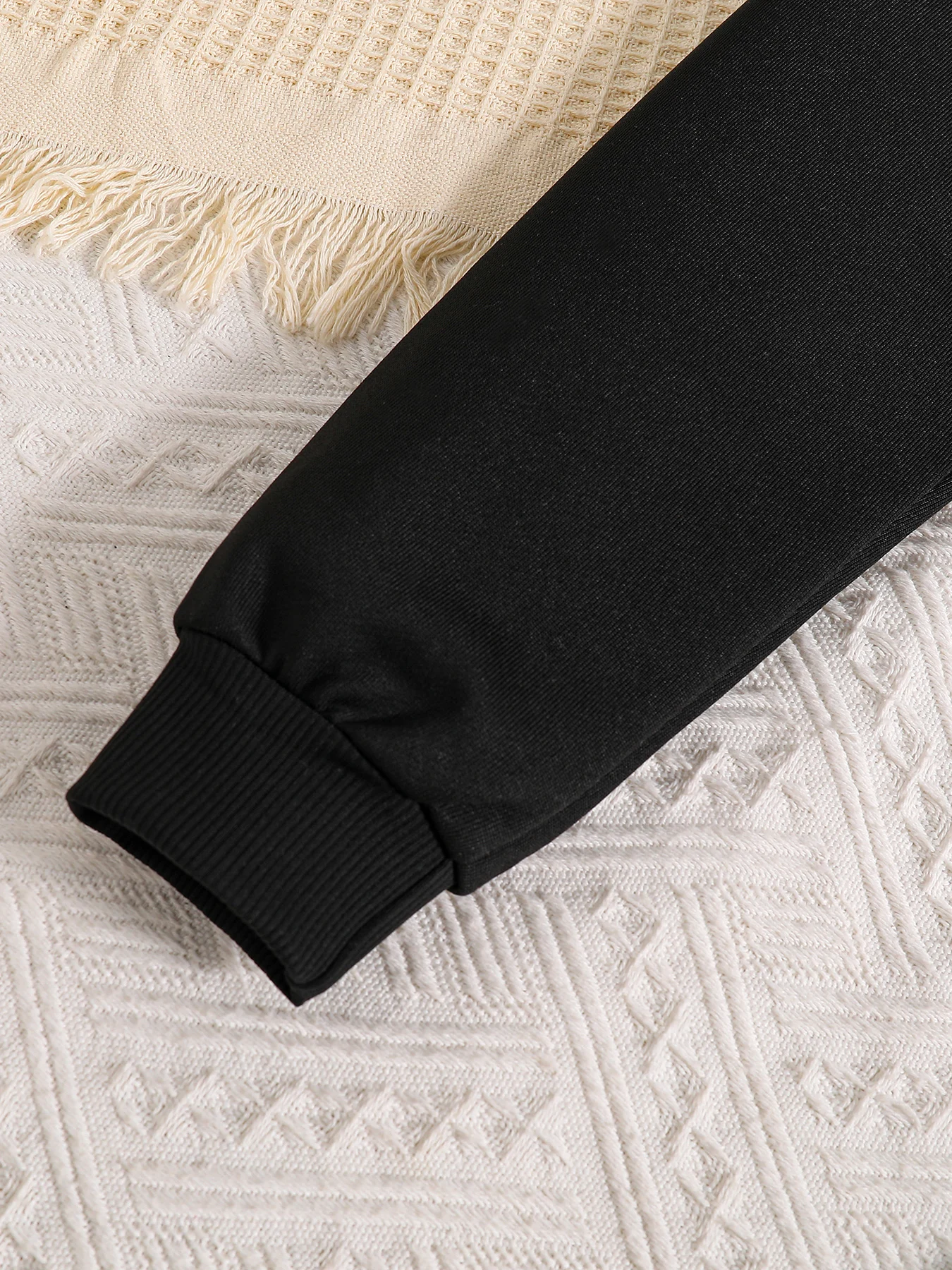 Çocuk giyim sonbahar kızların moda seti trendy siyah hoodie + beyaz omuz askısı astar + siyah pantolon 3-piece set