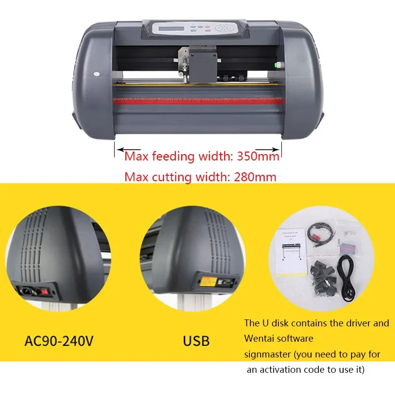 AC90-240V Plotter pemotong elektrik, lebar potong 280mm, Plotter vinil USB, SK-375 Plotter kertas berkualitas tinggi